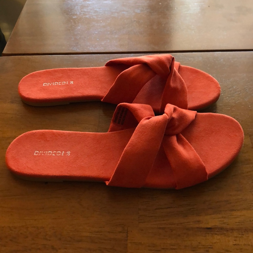 H&M Divided Coral Suede Slides 36